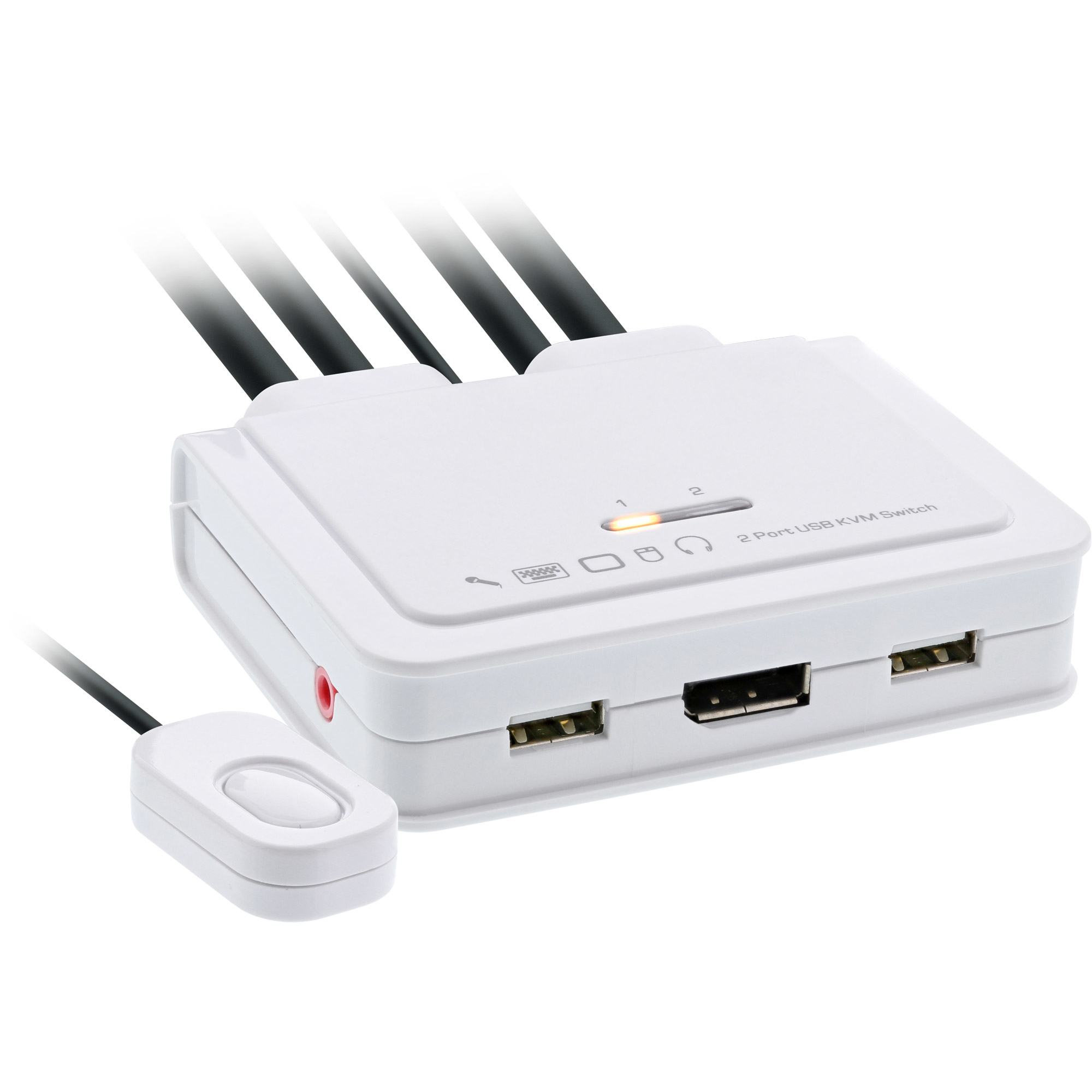 InLine Cable KVM Switch, 2-port, Displayport 1.2, 4K, USB, Audio – image 1