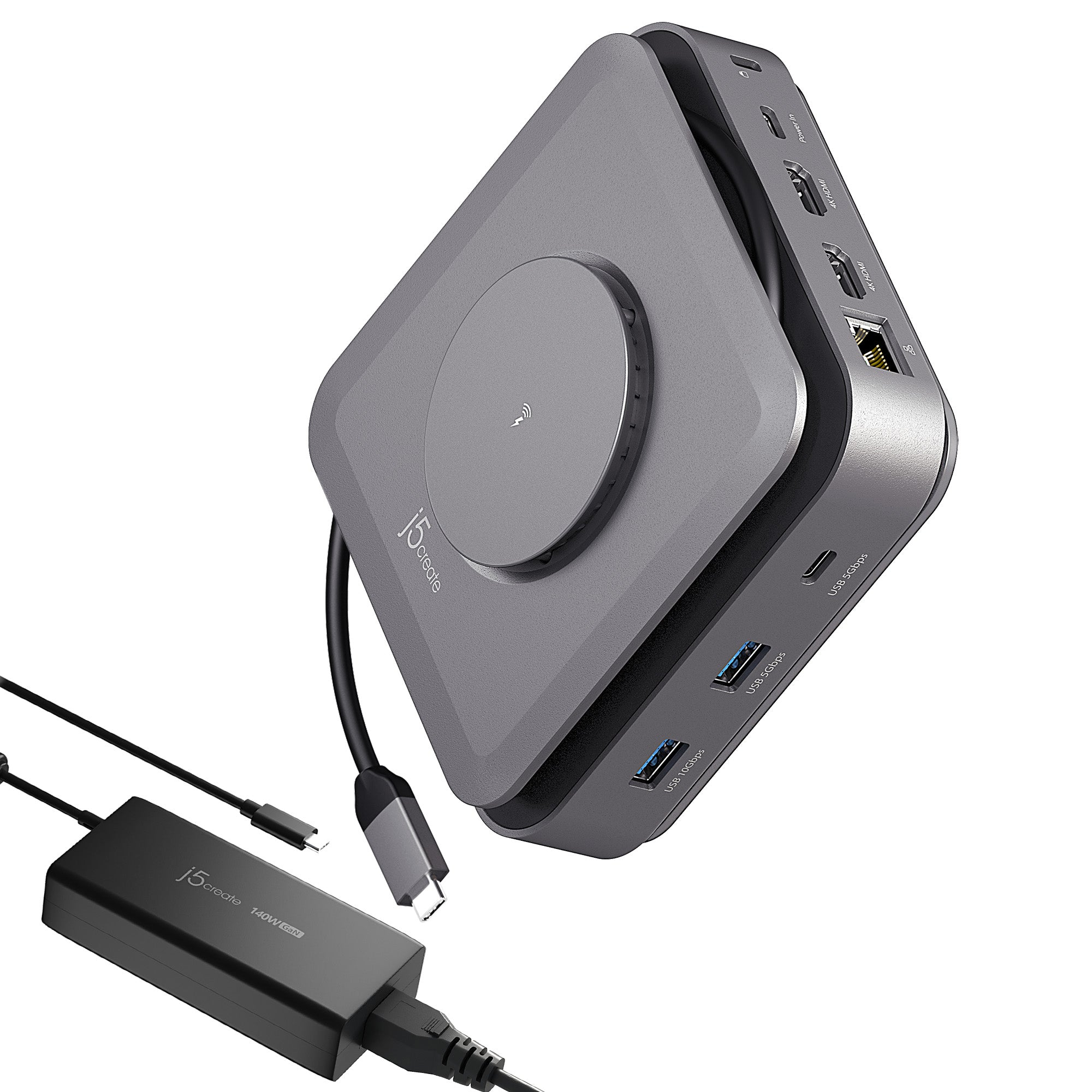 j5create JCD3199P mobile device charger Smartphone, Headset, Headphones Grey USB Wireless charging Fast charging Indoor – image 1