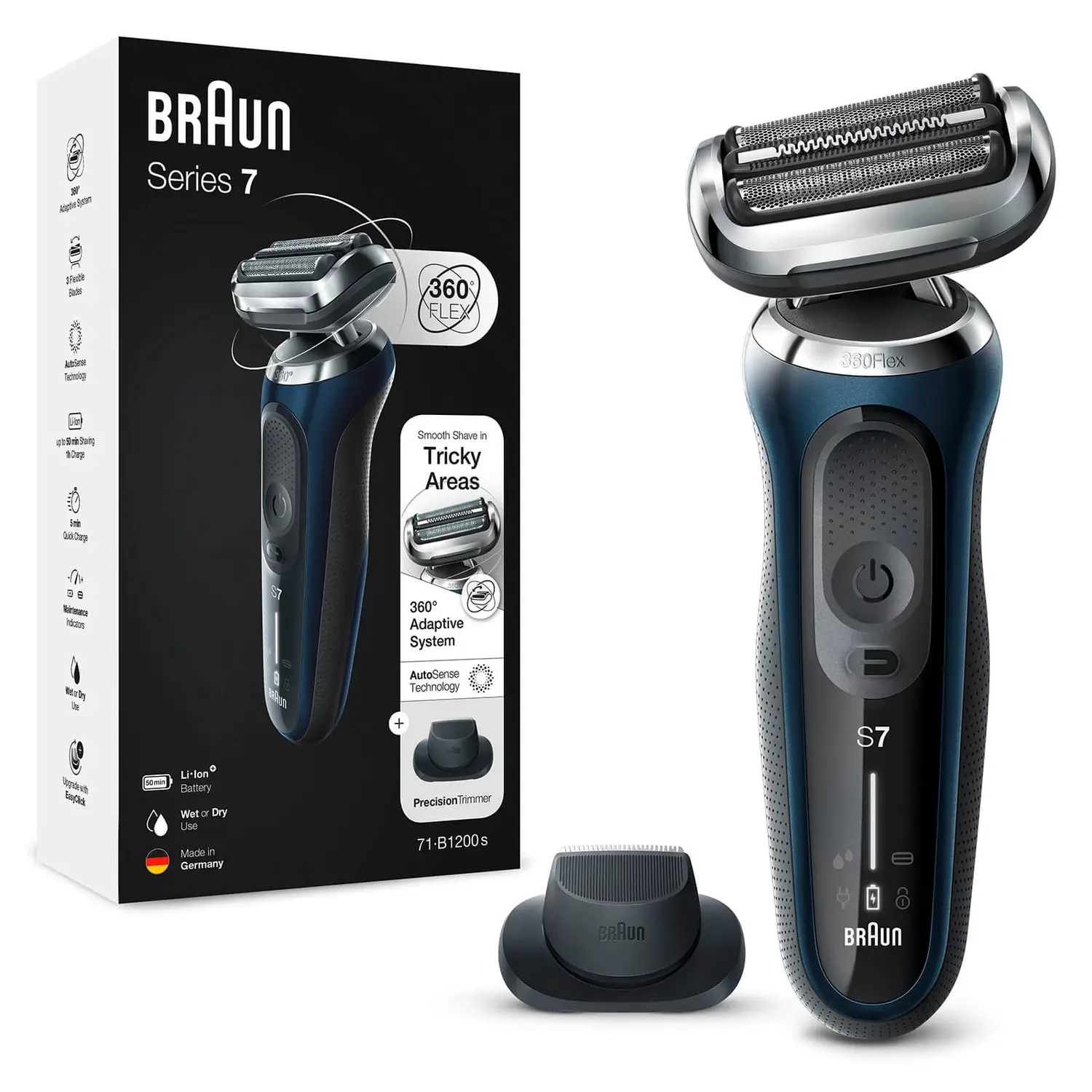 Braun Series 7 71-B1200s Foil shaver Trimmer Blue – image 2