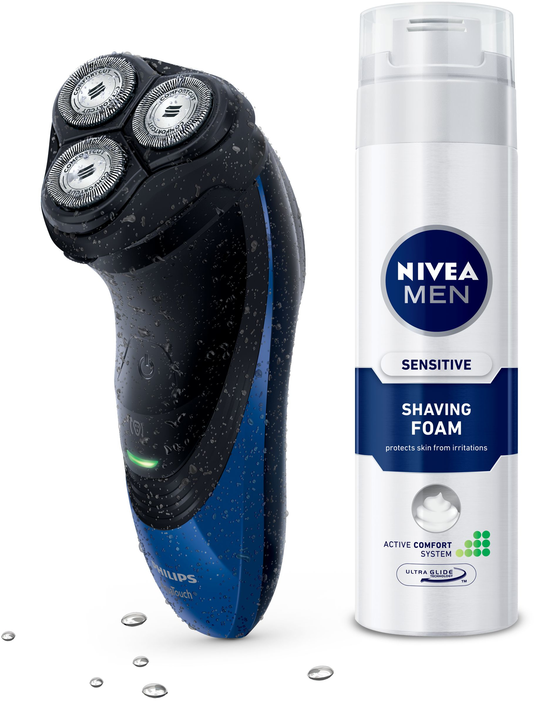 Philips NIVEA AquaTouch AT770/26 men's shaver Rotation shaver Black, Blue
