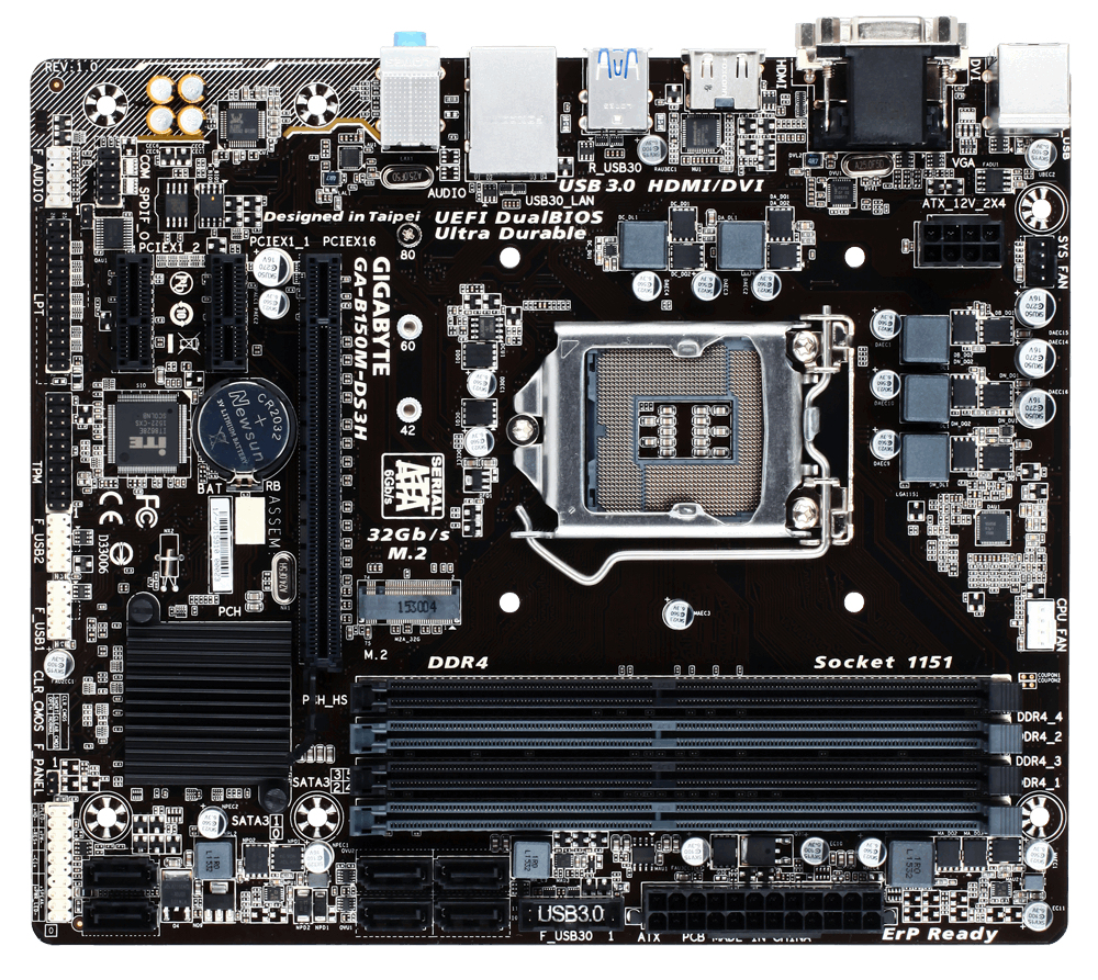 GIGABYTE GA-B150M-DS3H motherboard Intel® B150 LGA 1151 (Socket H4) micro ATX – image 2