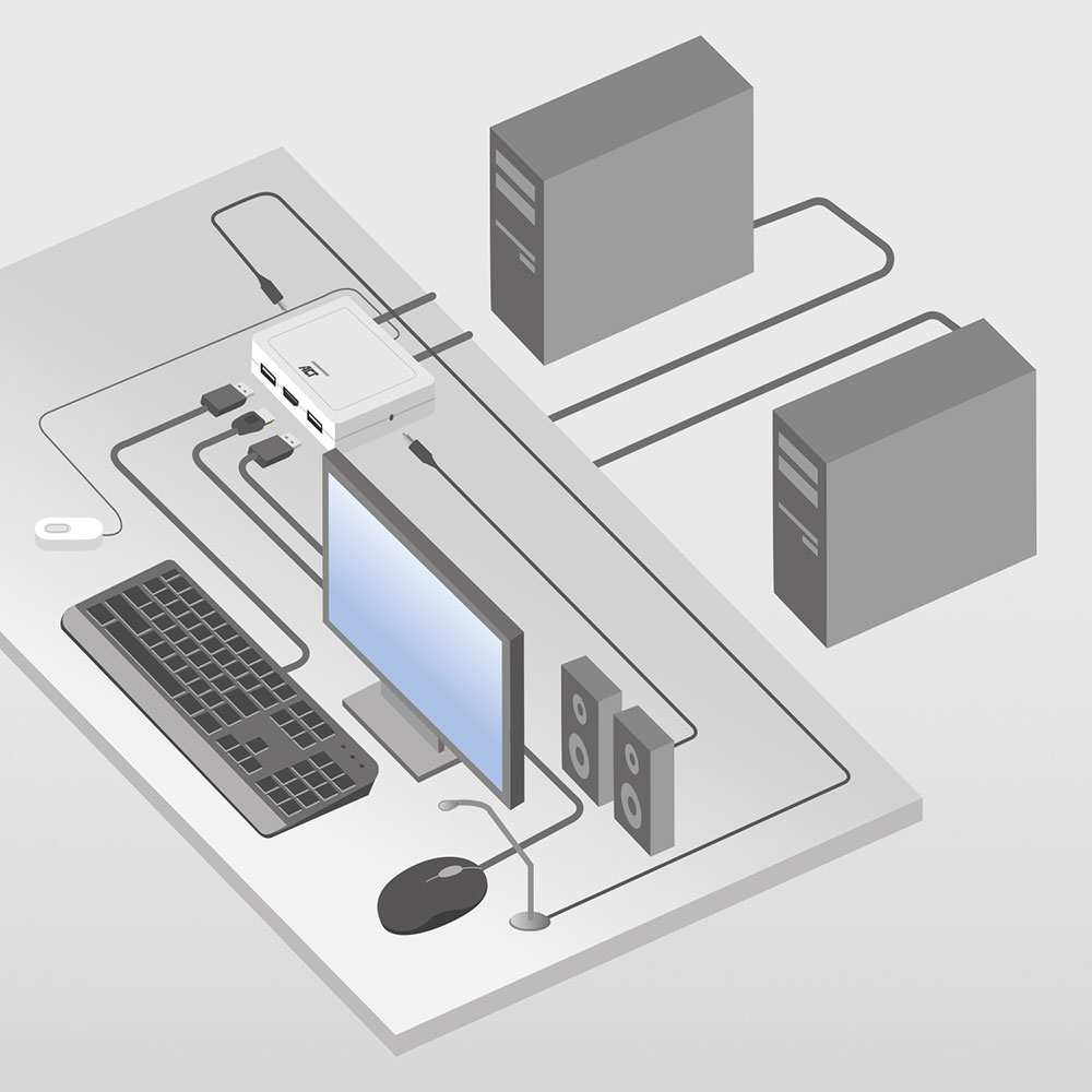 ACT AC7900 DisplayPort 4K KVM switch with fixed cables – image 3