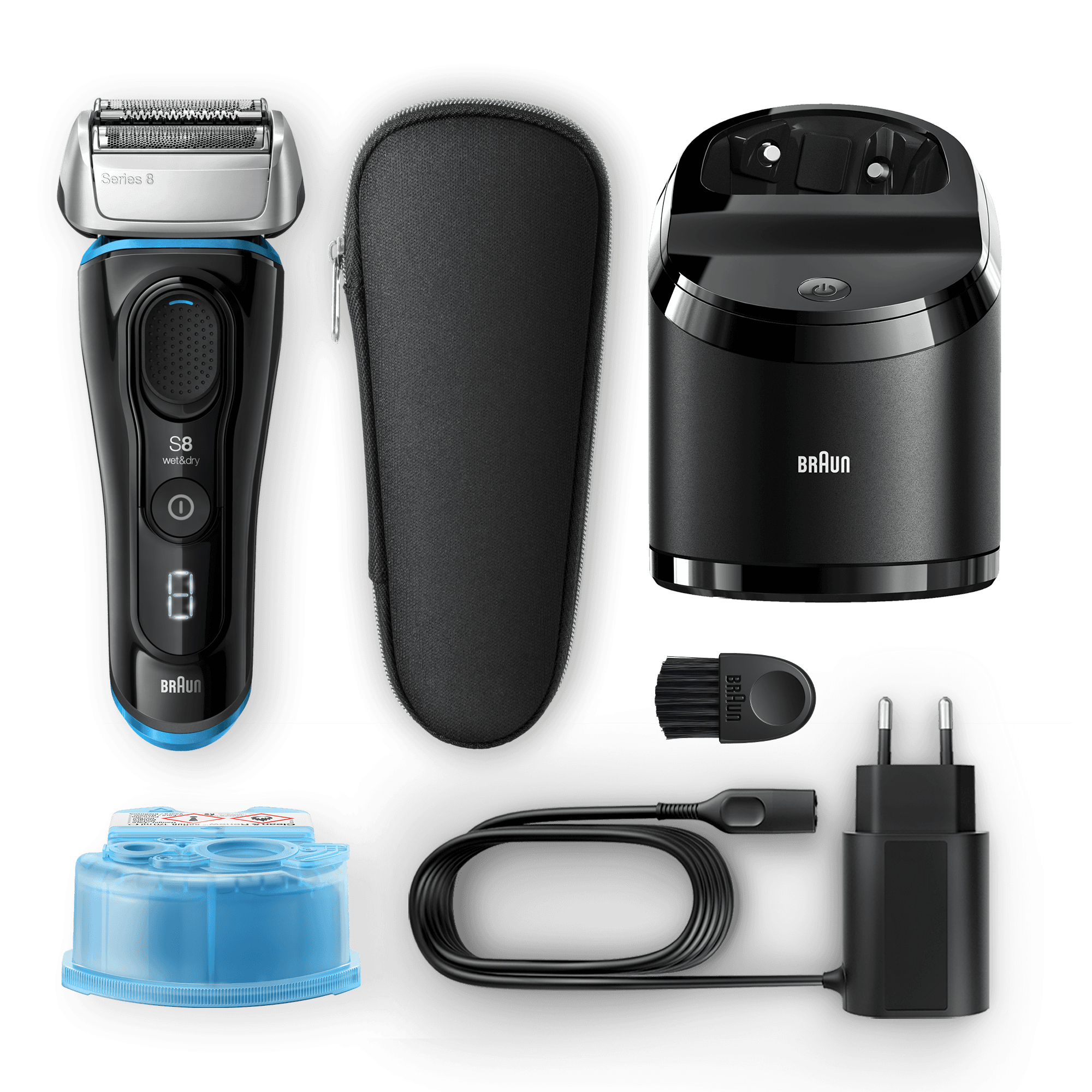 Braun Series 8 8385cc Next Generation Electric Shaver, Clean&Charge Station, Fabric Case, Black – image 8