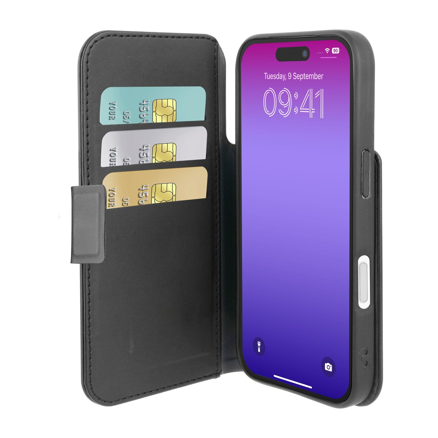Cellular Line - Funda Cellularline Book Agenda negra para iPhone 17 Pro Max.