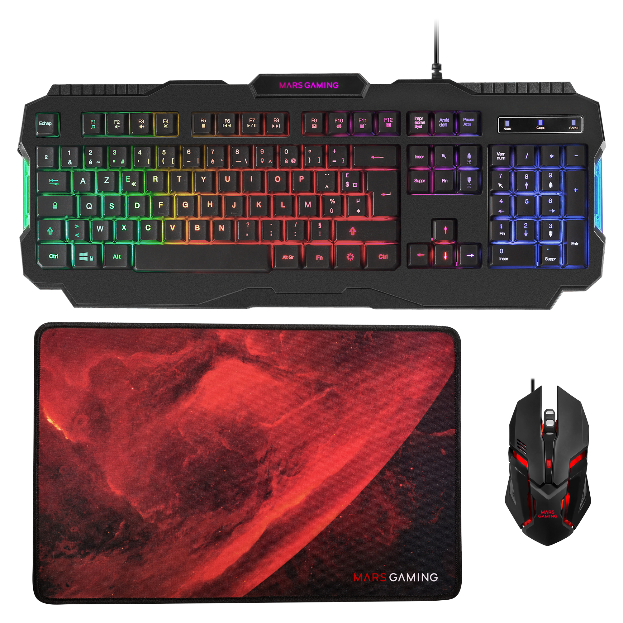 Mars Gaming MCP118 RGB Gaming Keyboard Mouse and Mousepad Pack French Layout – image 1