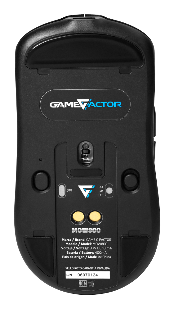 Mouse Inalámbrico Game Factor MOW800 - Wireless 2.4G BT - Pixart 3395 - 26,000 DPI - 4K Hz - Base RGB - Ultraligero 56g - Negro - MOW800-BK Mouse Inalámbrico Game Factor MOW800 - Wireless 2.4G BT - Pixart 3395 - 26,000 DPI - 4K Hz - Base RGB - Ultraligero 56g - Negro - MOW800-BK