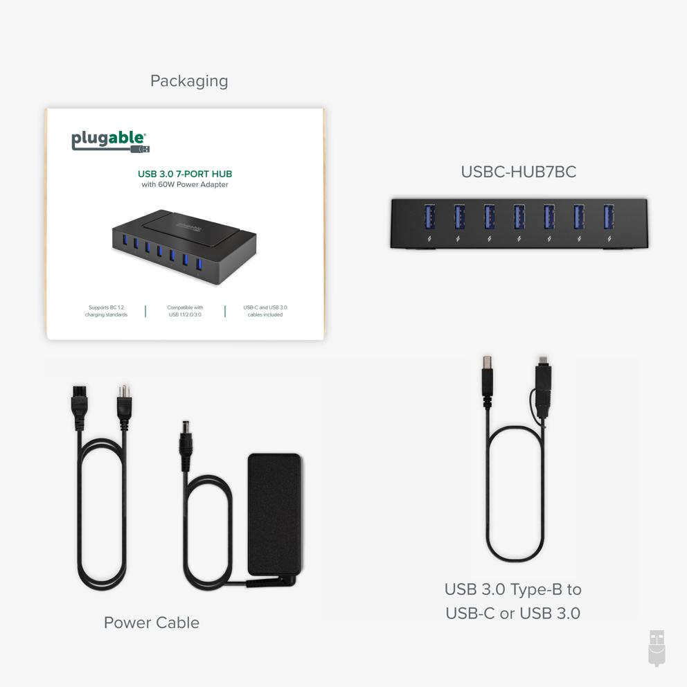 Plugable Technologies USBC-HUB7BC interface hub USB 3.2 Gen 1 (3.1 Gen 1) Type-C 5000 Mbit/s Black – image 8