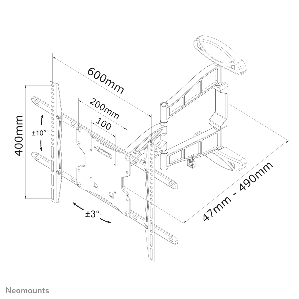 Neomounts LED-W500 TV mount wall 32-60" - full motion – image 3