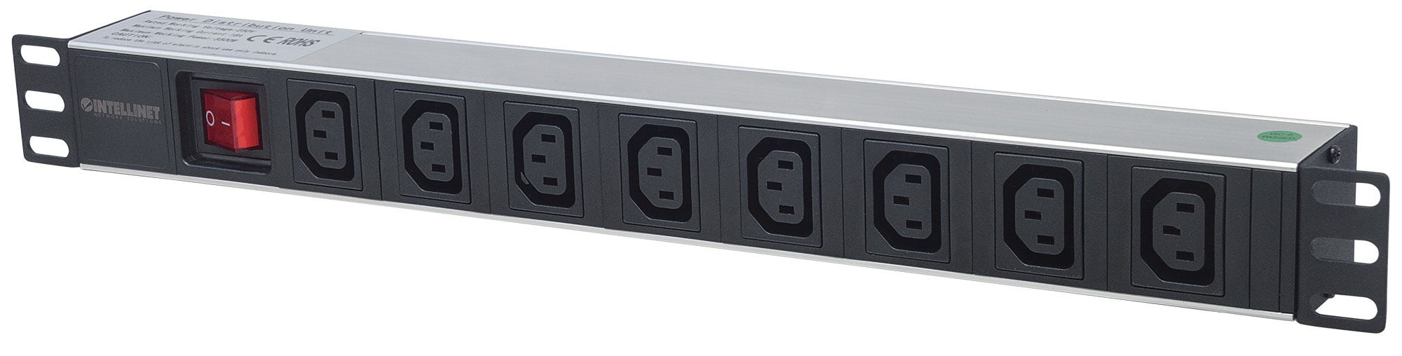 Intellinet 19" 1U Rackmount 8-Output C13 Power Distribution Unit (PDU) With Removable Power Cable and Rear C20 Input