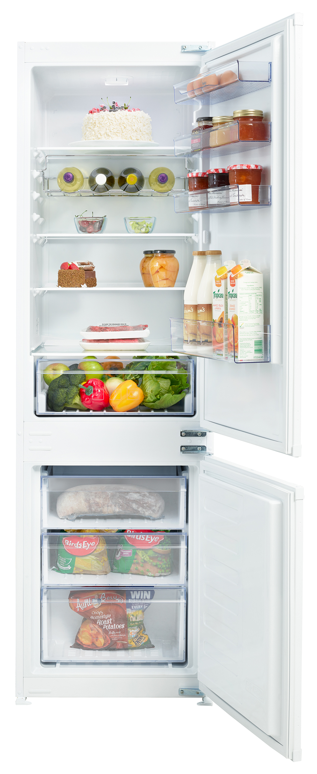 Beko BCSD173 Integrated Fridge Freezer with Chrome Wire Rack