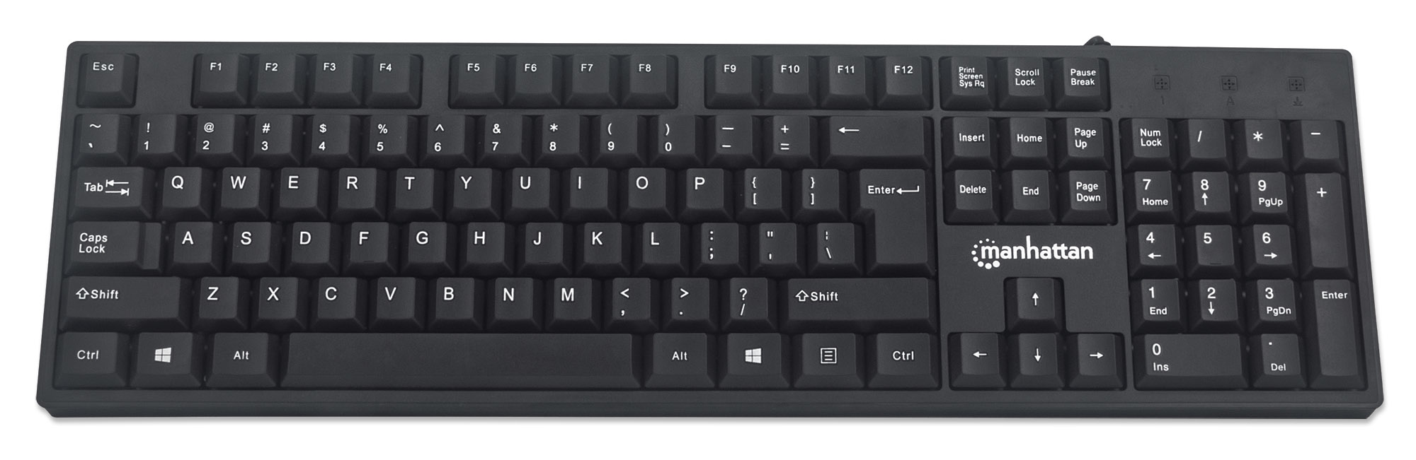 Manhattan Keyboard USB Wired, Black, Full Size Keys, Cable 1.5m, USB-A connection, Plug and Play, Three Year Warranty – image 3
