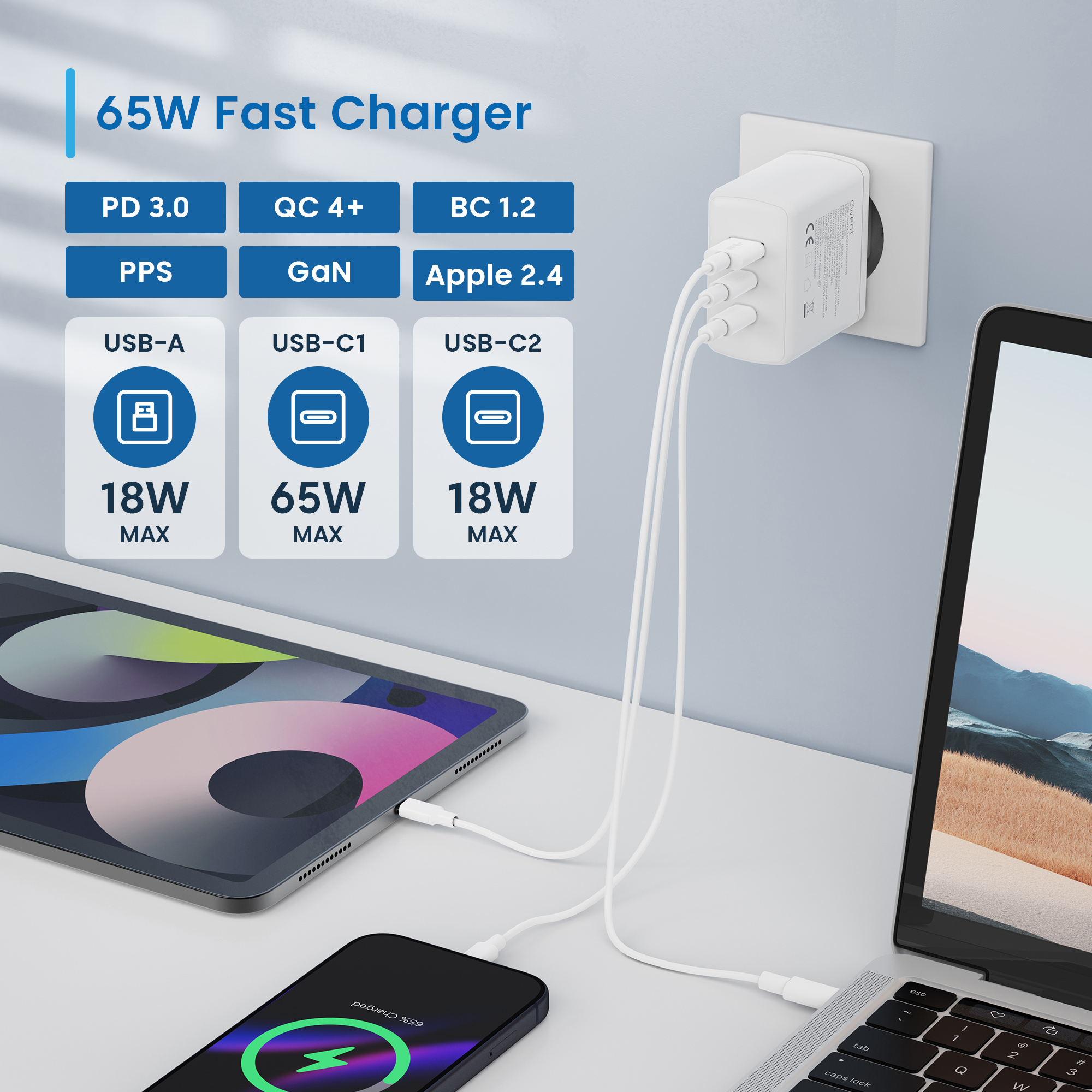 Ewent EW1333 mobile device charger Universal White AC Fast charging Indoor – image 4