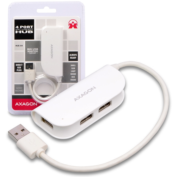 Axagon HUE-X4 interface hub USB 2.0 480 Mbit/s White – image 4