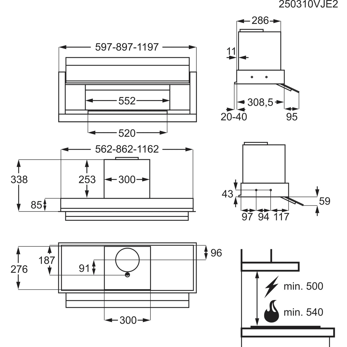 AEG NDE569DB Semi built-in (pull out) Black 560 m³/h – image 7