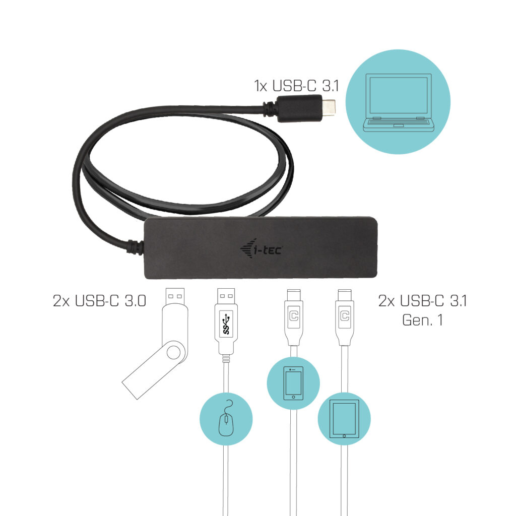 i-tec Metal USB-C HUB 2x USB 3.0 + 2x USB-C, with – image 3