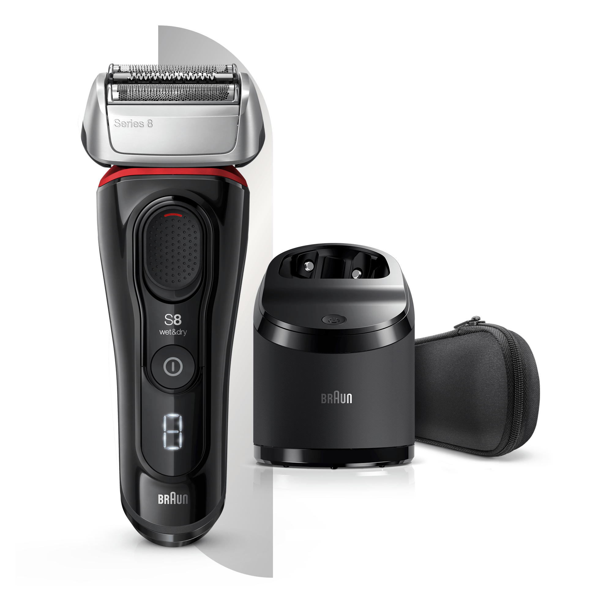 Braun Series 8 8380cc Next Generation Electric Shaver, Clean&Charge Station, Fabric Case, Black – image 2