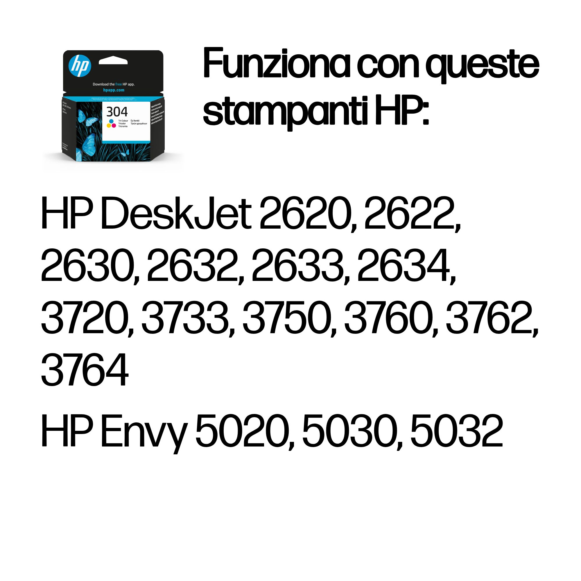 HP 304 Tri-Color Original Ink Cartridge - Ink - [C][Y][M] - per HP DeskJet 2200, 2600, 3700 series - Miniatura 2