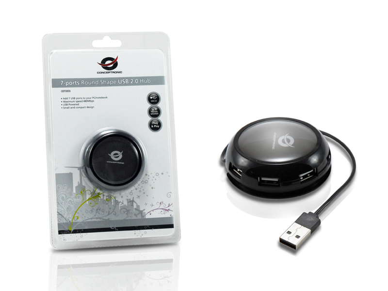 Conceptronic 7-Ports Round Shape USB 2.0 Hub – image 6
