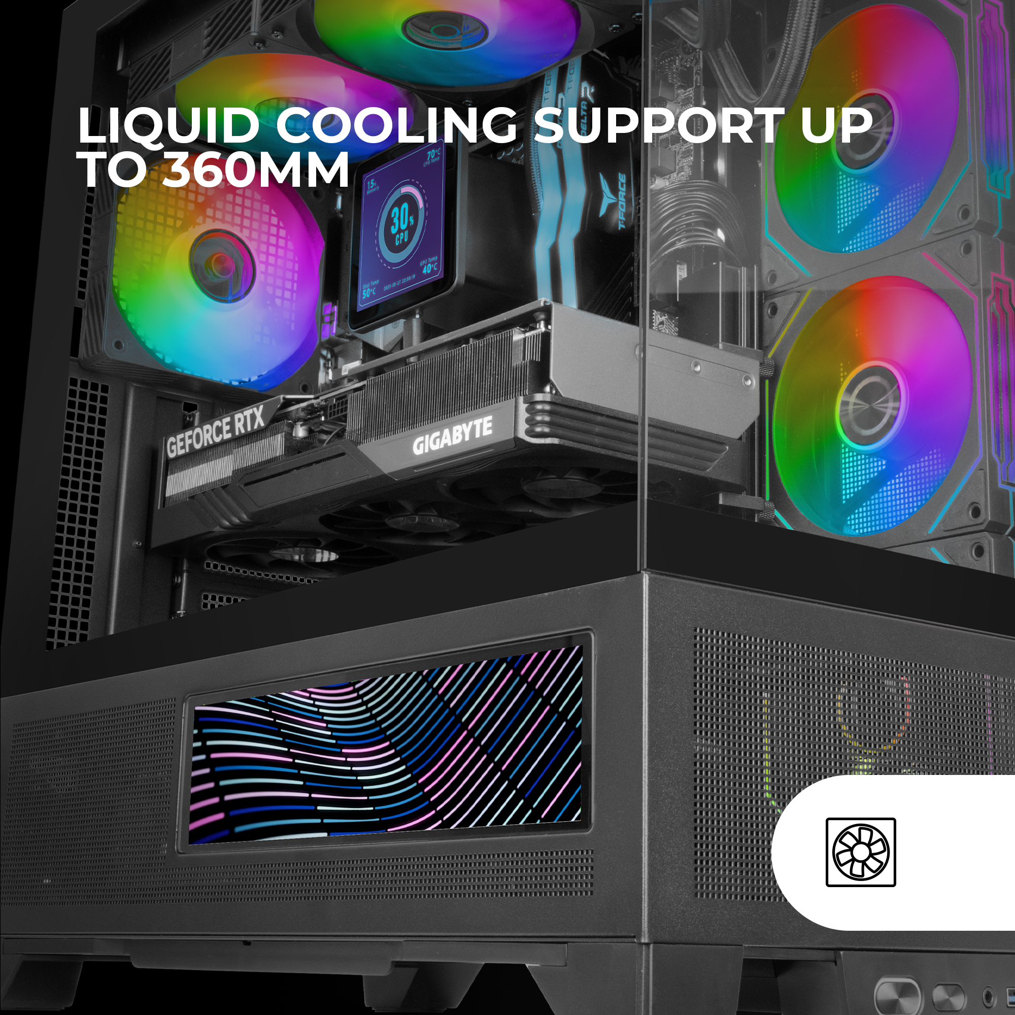 Mars Gaming MCLCDX computer case Midi Tower Black image 18