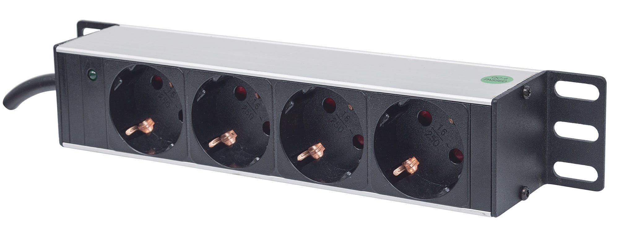 Intellinet 10" 1U Rackmount 4-Output Power Distribution Unit (PDU) EU CEE 7/3 Outlets, With Power Indicator, No Surge Protection, Built-in 1.8m Power Cord with – image 1