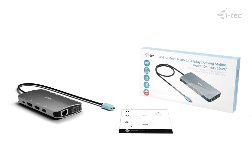 i-tec USB-C Metal Nano 3x Display (DP, HDMI and VGA) Docking Station + Power Delivery – image 4