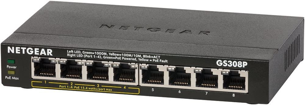 NETGEAR GS308P Unmanaged Gigabit Ethernet (10/100/1000) Power over Ethernet (PoE) Black – image 1