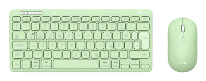 Trust 24944 keyboard Mouse included Home/Office RF Wireless + Bluetooth German Green