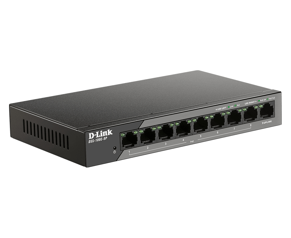D-Link DSS-100E-9P network switch Unmanaged Fast Ethernet (10/100) Power over Ethernet (PoE) Black – image 2