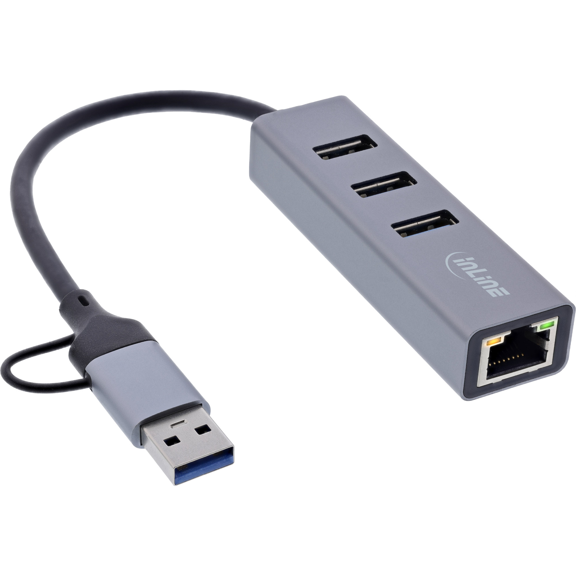 InLine 33380S interface hub USB 3.2 Gen 1 (3.1 Gen 1) Type-A + Type-C 5000 Mbit/s Grey – image 2