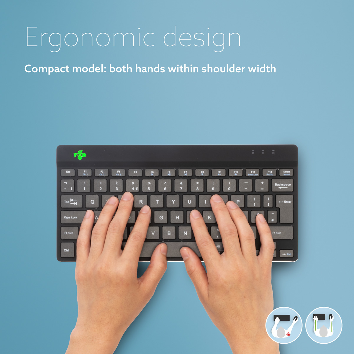 R-Go Tools Ergonomic keyboard R-Go Compact Break, compact keyboard with break software, QWERTZ (DE), Bluetooth, black – image 9