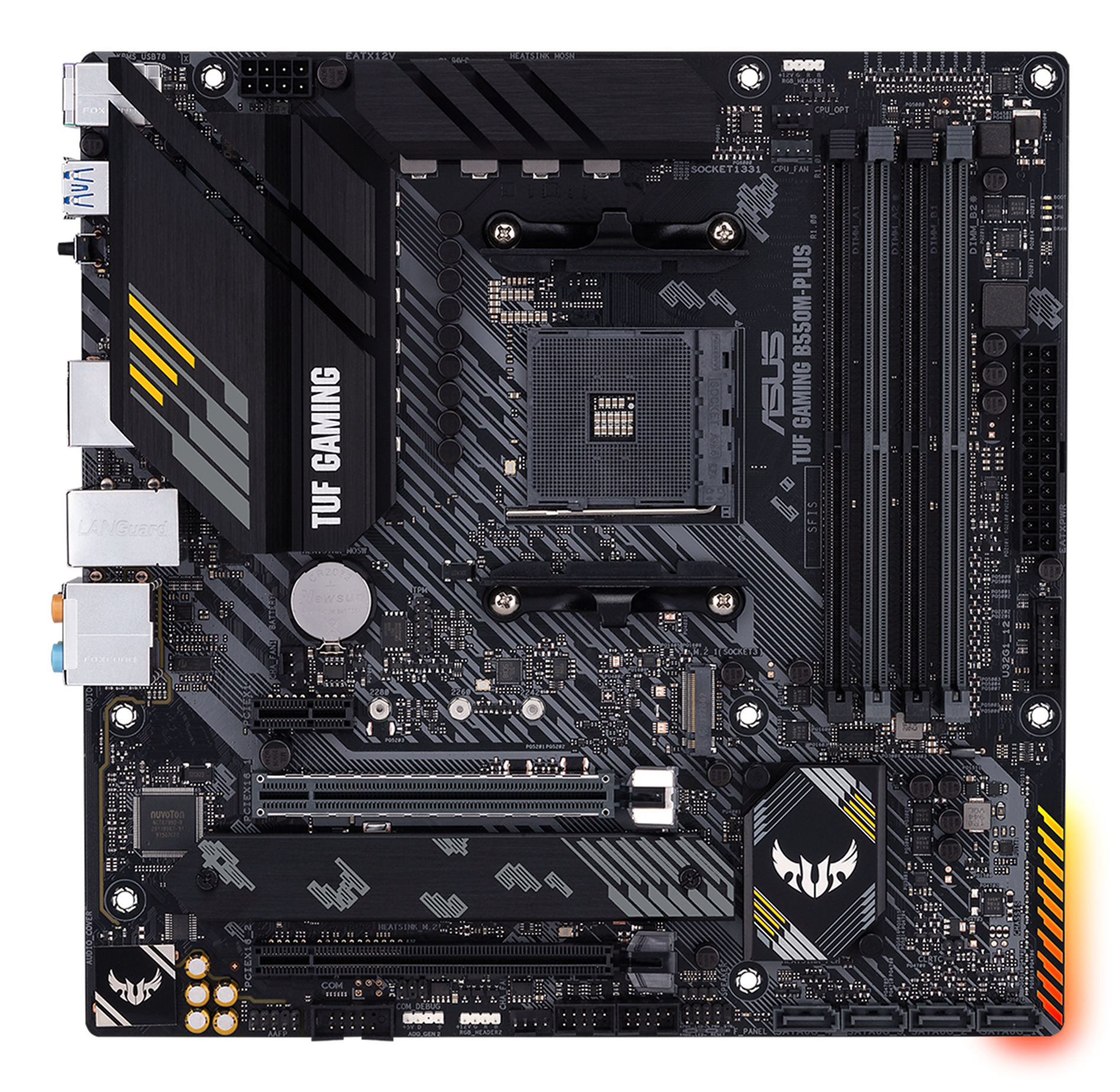 ASUS TUF GAMING B550M-PLUS - Motherboard - micro ATX - Socket AM4 - AMD B550 Chipset - USB-C Gen2, USB 3.2 Gen 1, USB 3.2 Gen 2 - 2.5 Gigabit LAN - onboard graphics (CPU required) - HD Audio (8-channel)