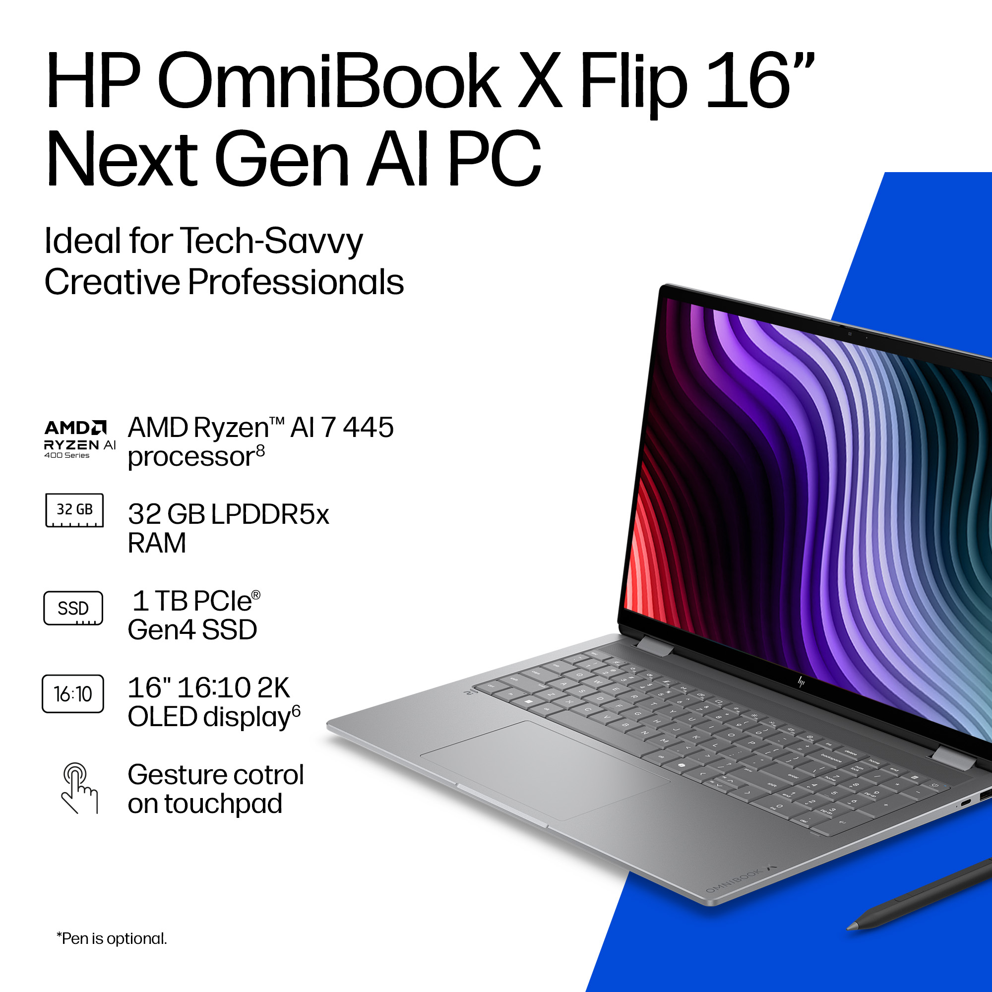 HP DQ8T1EA laptop Copilot+ PC AMD Ryzen™ AI 7 445 – image 4