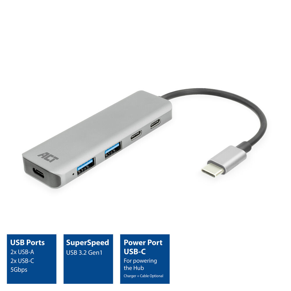 ACT USB-C hub 3.0, 2x USB-A, 2x USB-C – image 2