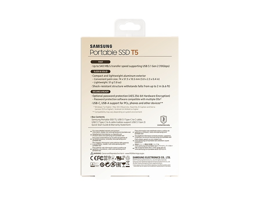 Samsung T5 500 GB USB Type-C 3.2 Gen 2 (3.1 Gen 2) Gold image 9