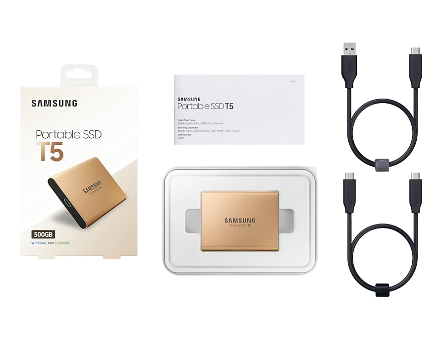Samsung T5 500 GB USB Type-C 3.2 Gen 2 (3.1 Gen 2) Gold image 12
