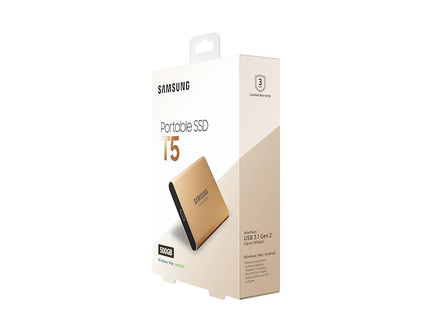 Samsung T5 500 GB USB Type-C 3.2 Gen 2 (3.1 Gen 2) Gold image 11