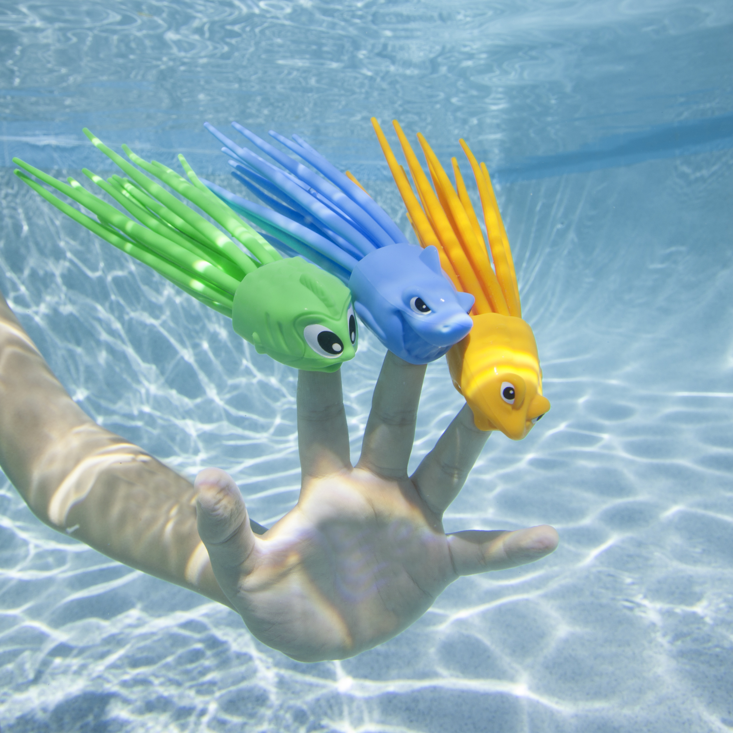 Resim SwimWays SquiDivers Dalış Oyuncakları, 3'lü Paket, Mavi/Yeşil/Turuncu
