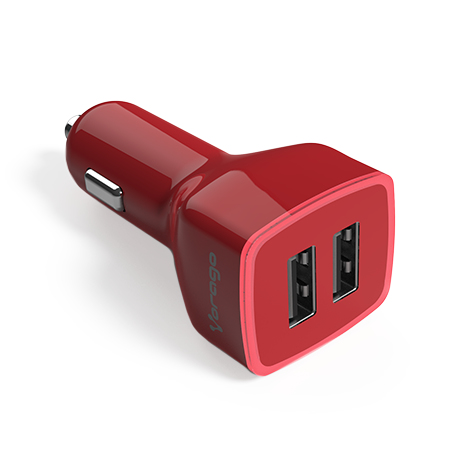 CARGADOR VORAGO AUTO AU-103 2 PUERTOS USB ROJO BLIS - AU-103-RD