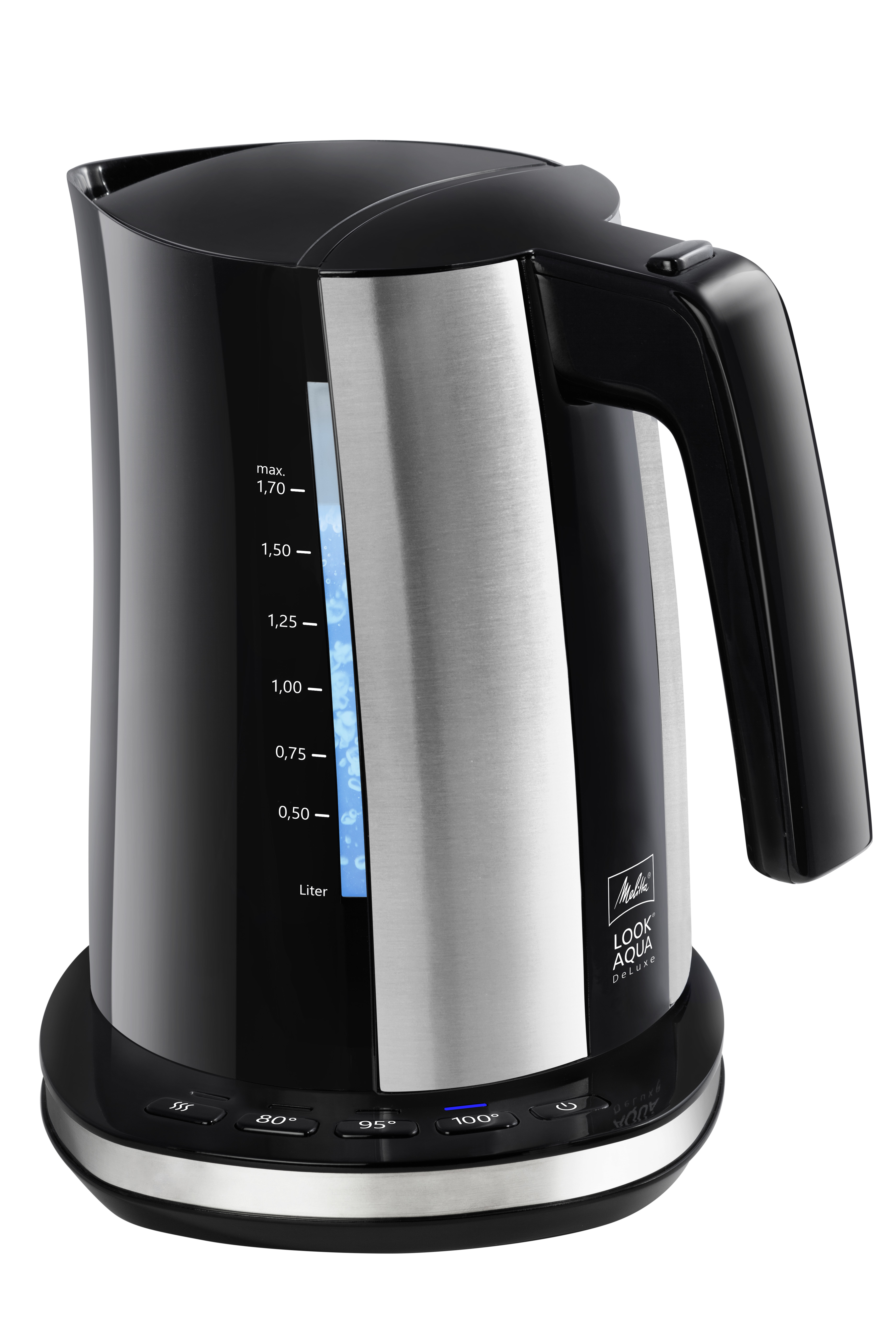Melitta 6766976 electric kettle 1.7 L 2400 W Black, Stainless steel