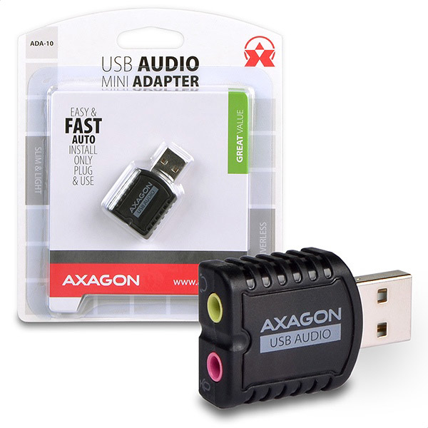 صورة بطاقة صوت USB Axagon ADA-10، 2.0 قناة، 16 بت