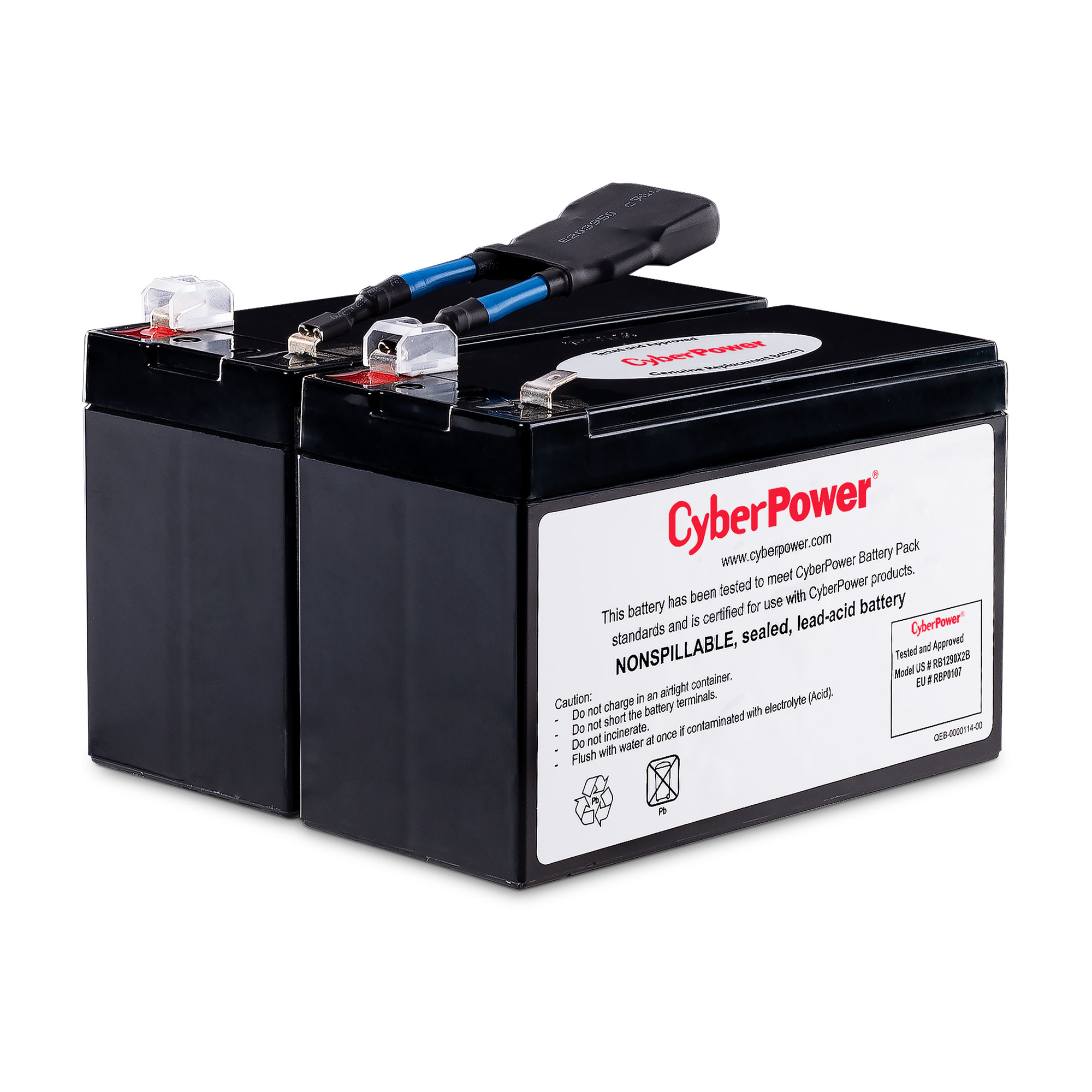 CyberPower RB1290X2B بطارية UPS حمض الرصاص مختوم (VRLA) 12 فولت 9 أمبير في الساعة (قطعتان)