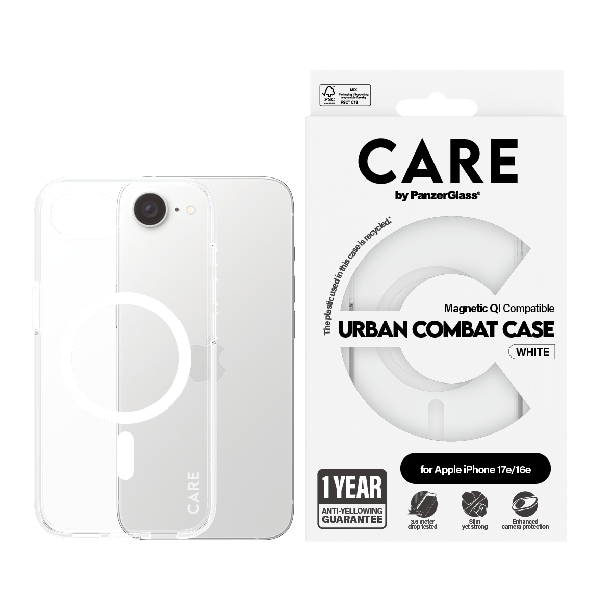PanzerGlass CARE™ by PanzerGlass® Urban Combat Case Transparent w. White Qi Compatible iPhone 17e | 16e – image 2