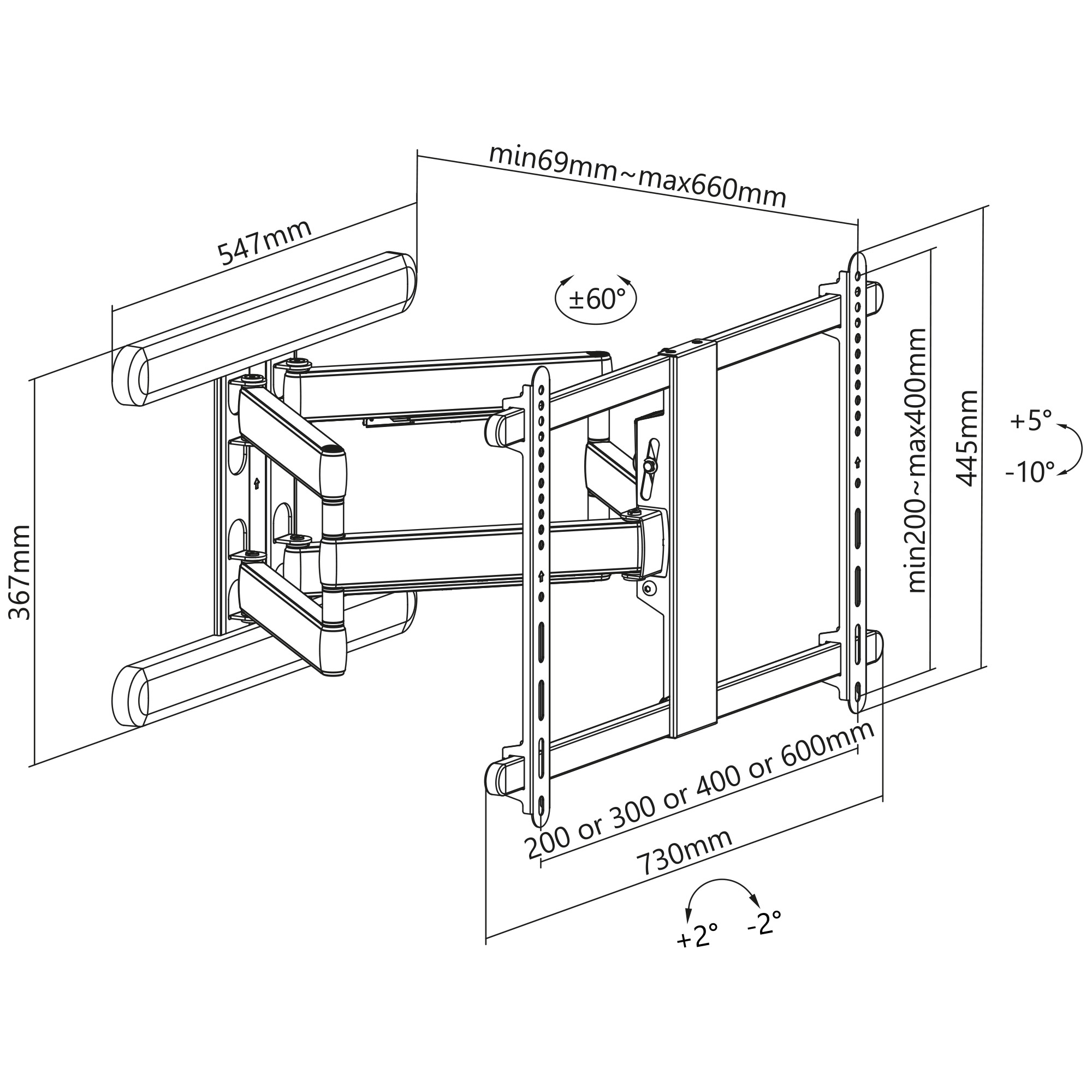 InLine Premium Aluminium Wall Mount, for Flat TV (37-80"), black