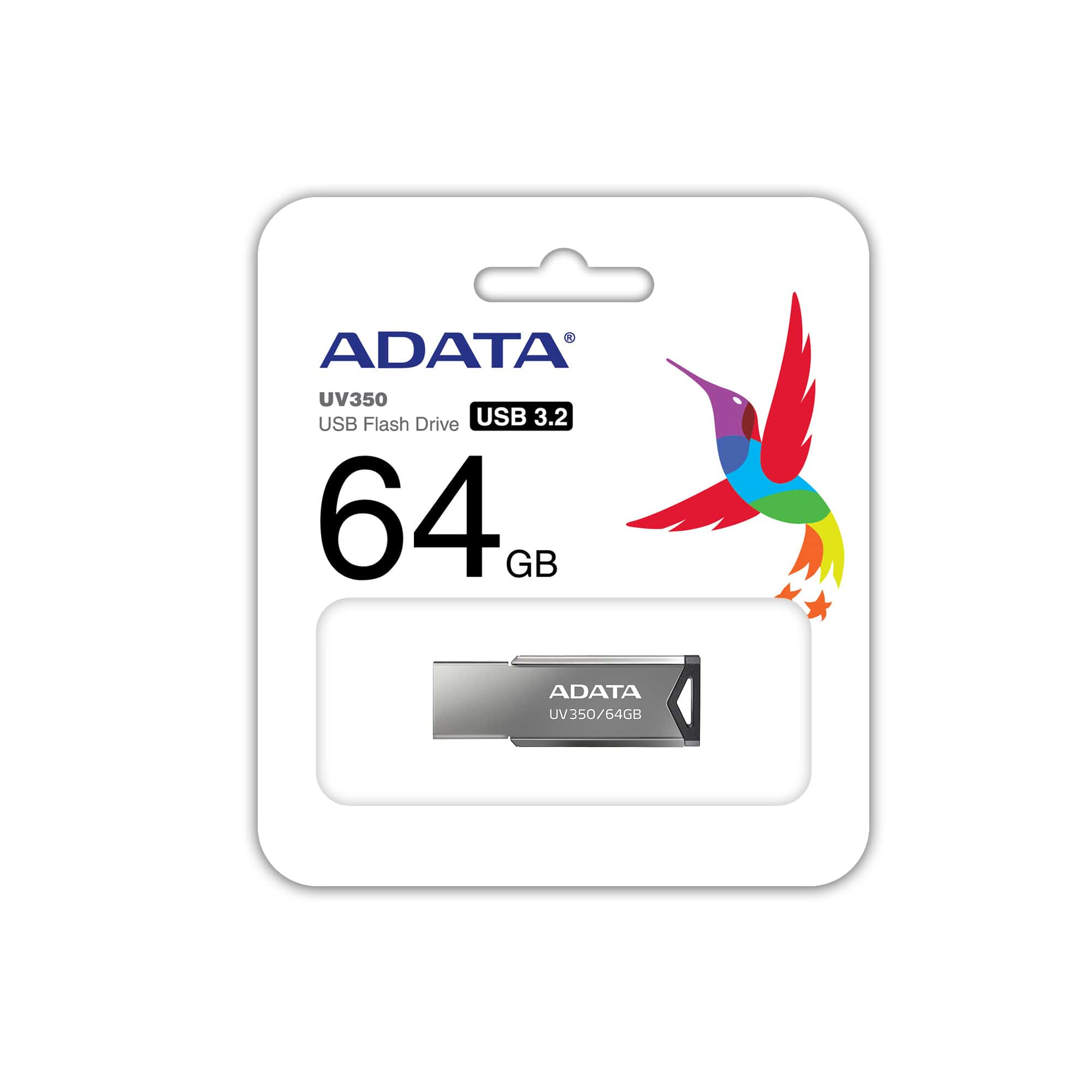 ADATA UV350. Capacity: 32 GB. Form factor: Capless. Weight: 5.9 g. Product colour: Silver