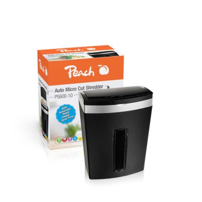 Peach PS600-10 distruggi documenti Taglio a frammenti 63 dB Nero Argento