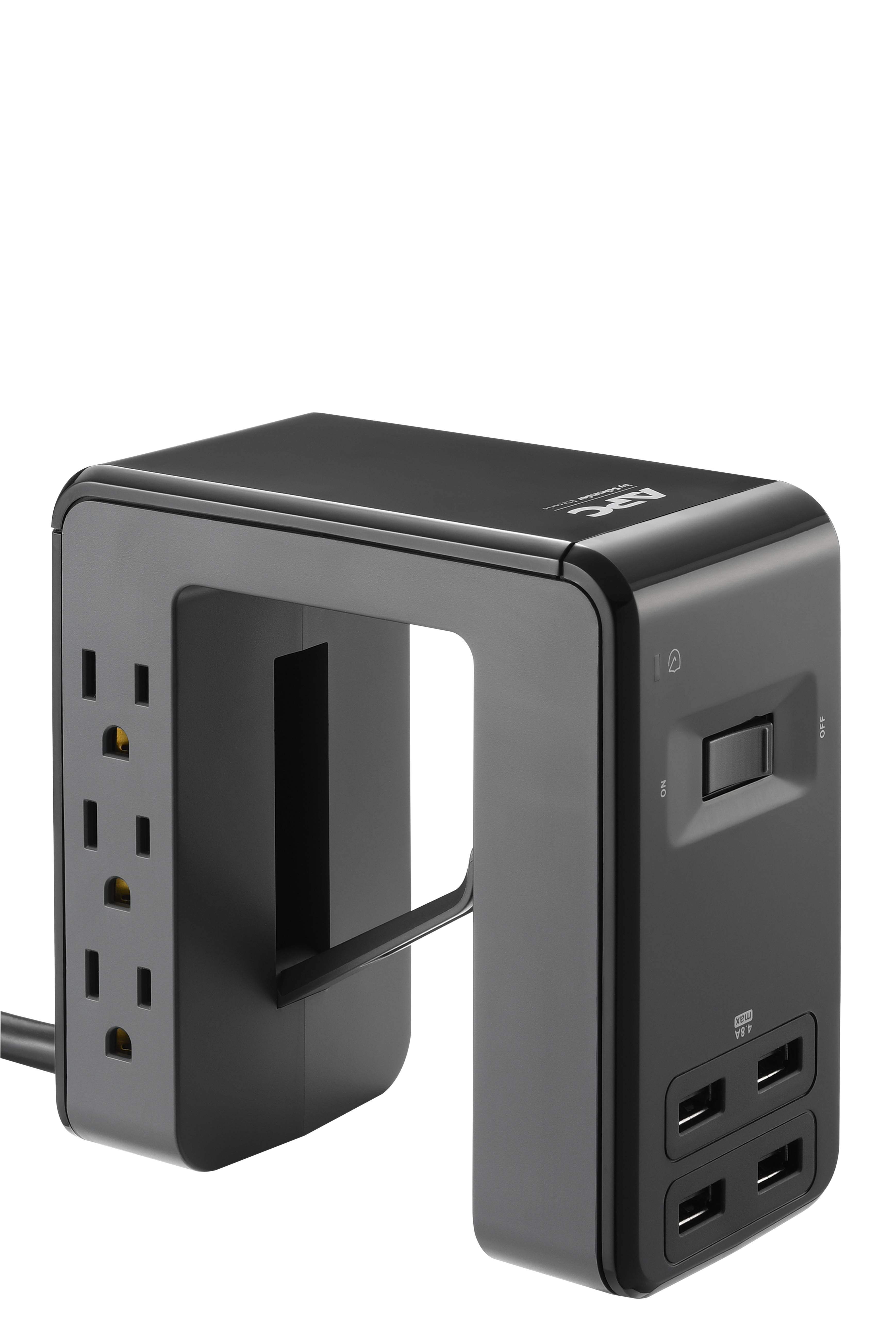 APC SURGEARREST ESSENTIAL MULTI-USE 6 OUTLET WITH 4 PORT 4.8A USB CHARGER BLACK