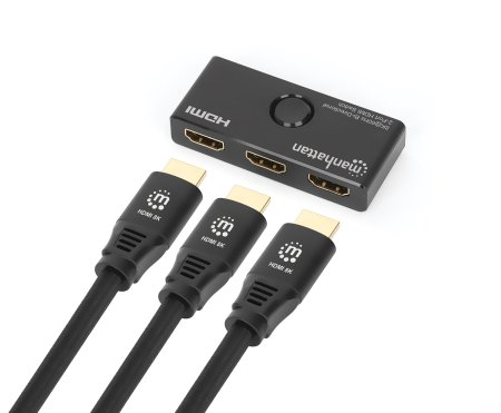 Manhattan HDMI Switch 2-Port, 8K@60Hz, Bi-Directional, Black, Displays output from x1 HDMI source to x2 HD displays (same output to both displays) or Connects x – image 6