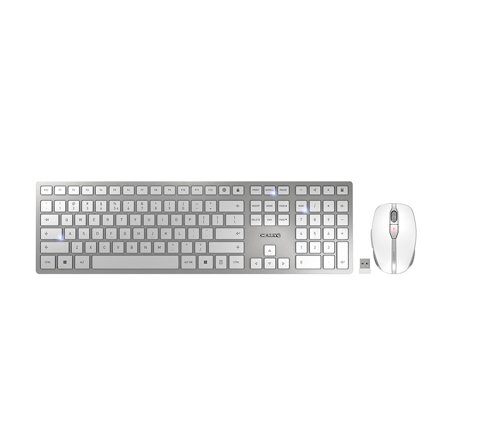 DW 9000 USB KEYBOARD + MOUSE COMBO, SILVER/WHITE, BLUETOOTH OR 2.4GHZ WIRELESS,