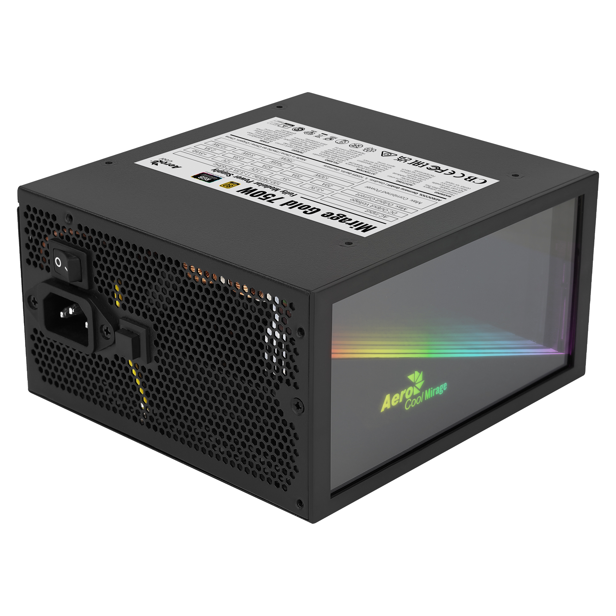 Aerocool MIRAGEGOLD 750W RGB 80 Plus Gold Modular PC Power Supply Japanese Capacitors – image 2