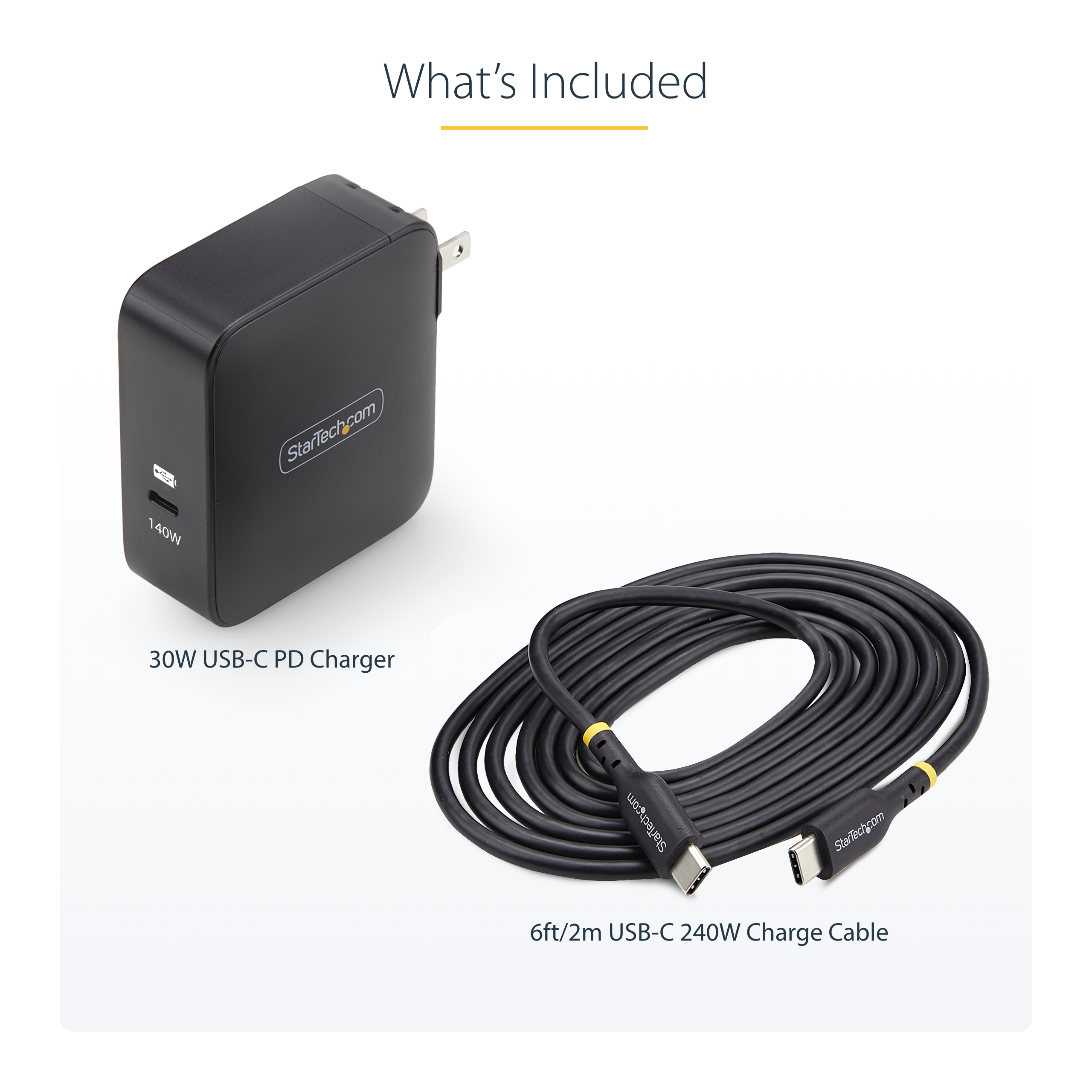 Resim StarTech.com 1014GCN-WALL-CHARGER 140W USB-C PD 3.1 GaN Duvar Tipi Şarj Cihazı Siyah